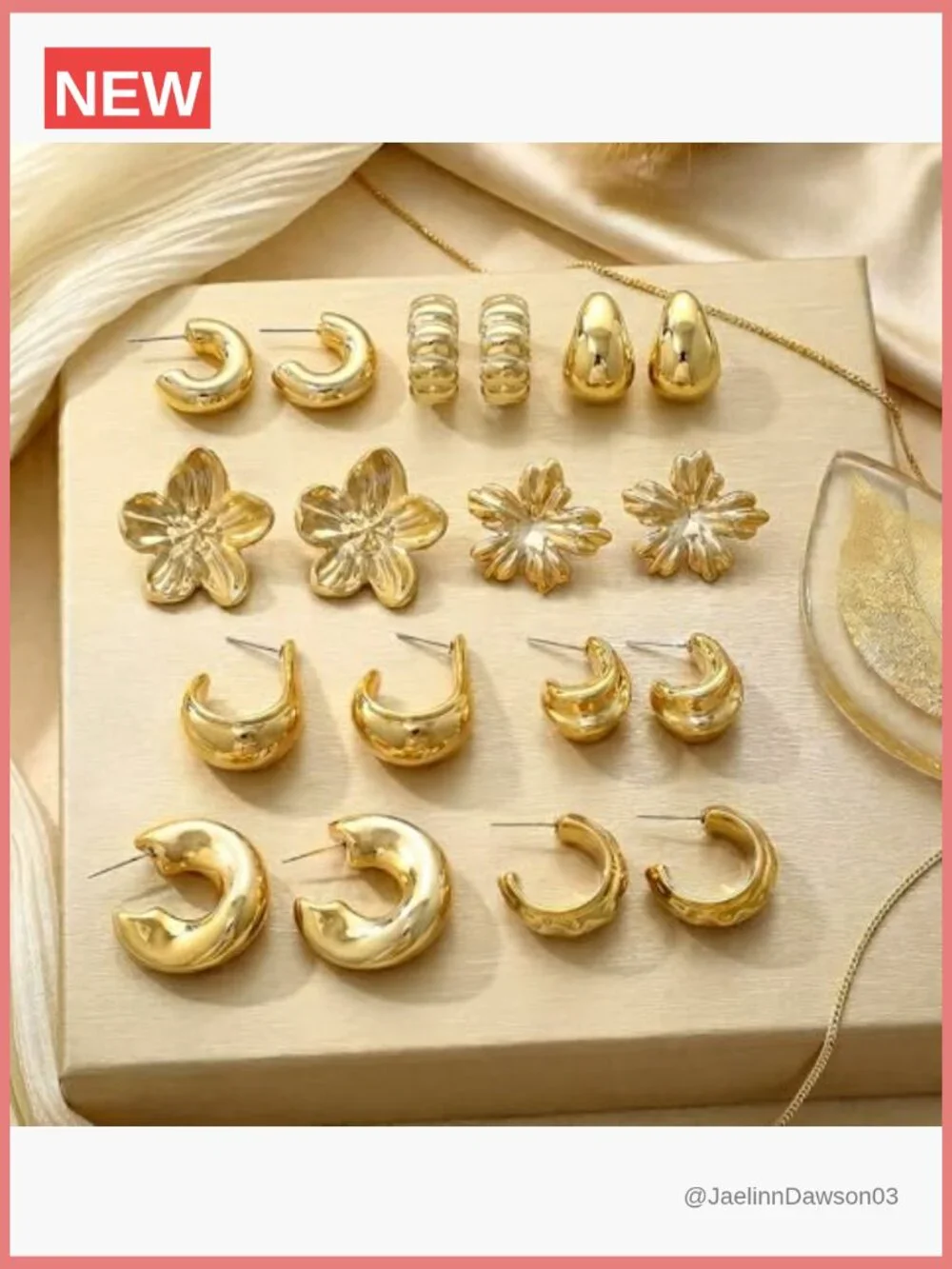 10 Pairs Chunky Gold Hoop Earrings Set Hypoallergenic Statement Jewelry Gift